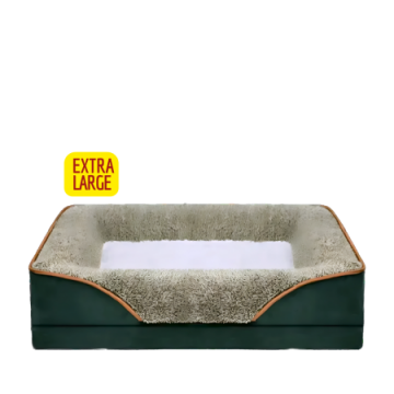 Lavish Pets Bed Plush Mattress Green White (Extra Large)